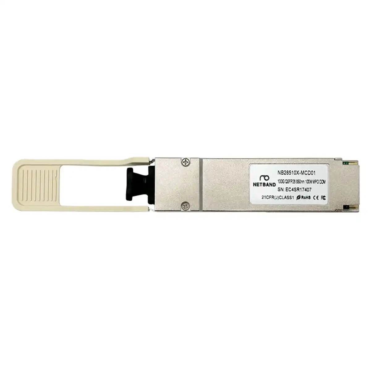 โซลูชัน Optical Transceiver (NETBAND) - 100G QSFP28 อุปกรณ์รับส่งสัญญาณไฟเบอร์ออปติกความเร็วสูงสำหรับดาต้าเซ็นเตอร์