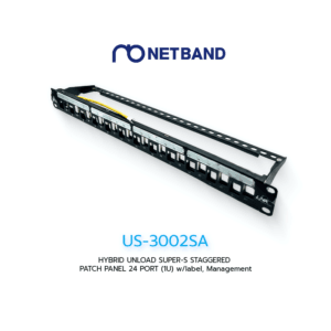 US-3002SA SHIELDED Unload Staggered Patch Panel 24 Port (1U) with Label Management