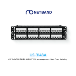 US-3148A CAT 6+ PATCH PANEL 48 PORT (2U) w/management, Dust Cover, Labeling