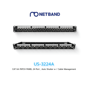 US-3224A (LINK) CAT6A UTP Patch Panel 24 Port Auto Shutter with Cable Management