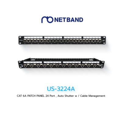 US-3224A (LINK) CAT6A UTP Patch Panel 24 Port Auto Shutter with Cable Management