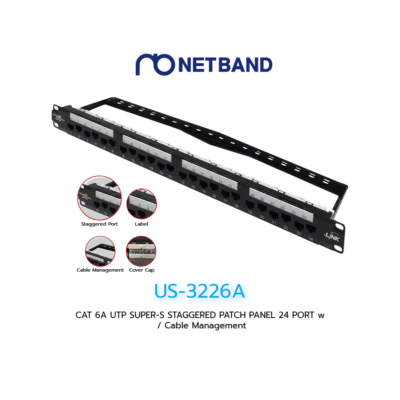 US-3226A (LINK) CAT6A UTP Patch Panel 24 Port with Cable Management
