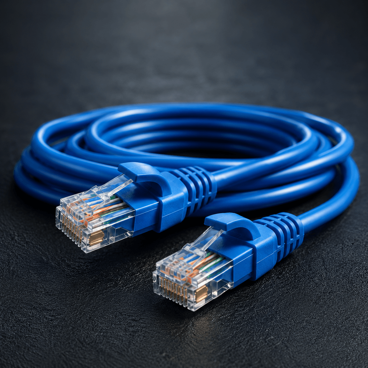 สาย LAN Ethernet Cable สีฟ้า พร้อมหัว RJ45 สำหรับเชื่อมต่อระบบเครือข่ายอินเทอร์เน็ตความเร็วสูง