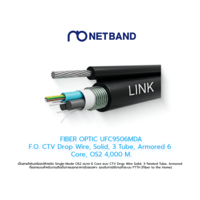 FIBER OPTIC UFC9506MDA F.O. CTV Drop Wire, Solid, 3 Tube, Armored 6 Core, OS2 4,000 M.