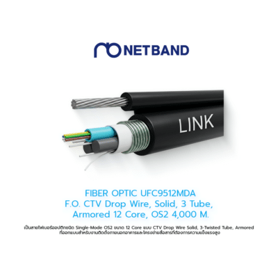 FIBER OPTIC UFC9512MDA F.O. CTV Drop Wire, Solid, 3 Tube, Armored 12 Core, OS2 4,000 M.