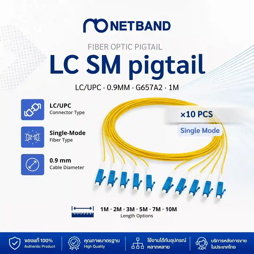 โซลูชัน Fiber Optic Cabling - Pigtail & Fast Connector สาย Pigtail LC/UPC Single Mode ความยาว 1 เมตร คุณภาพสูงจาก Netband
